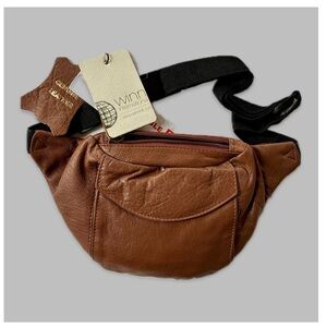 NEW Winn International Genuine Leather Waist Bag - Light Brown